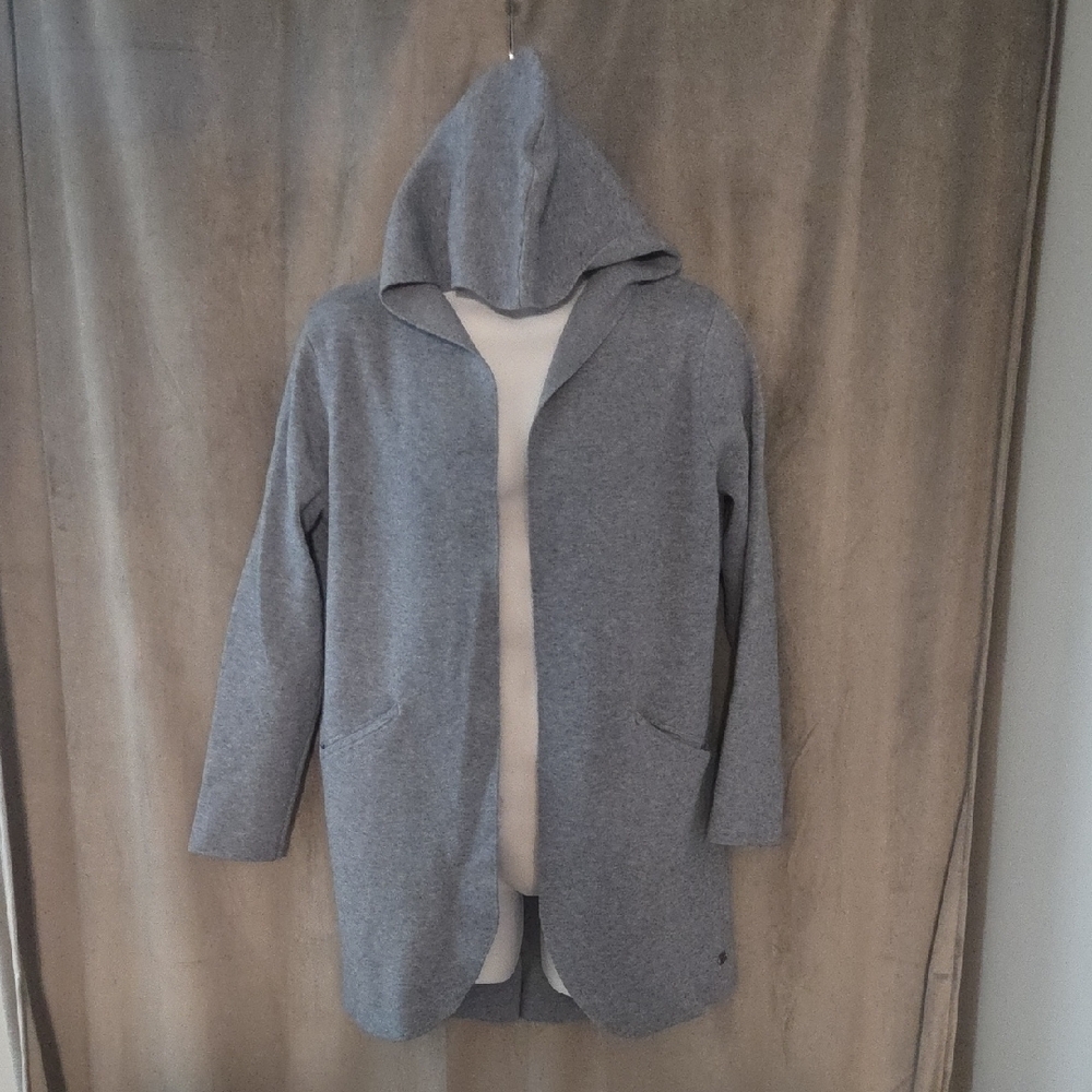Sioni Size Large Greyish Blue Hooded Cardigan